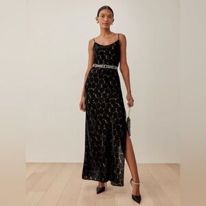 Reformation Symphony Velvet Dress in Black